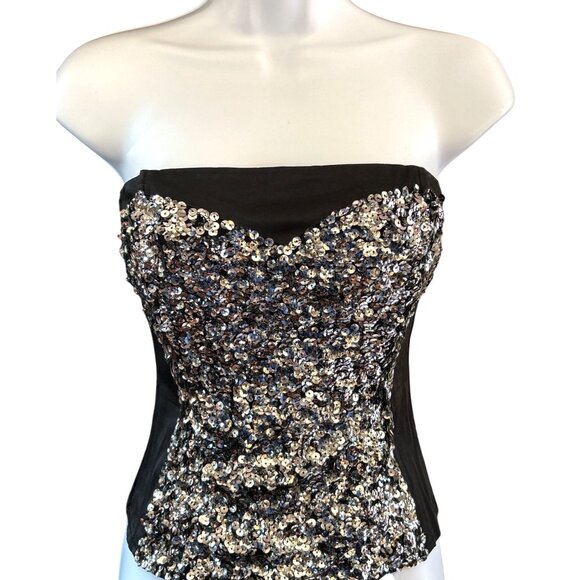 Y2k Bebe Sequin Corset Bustier Top Strapless Sweetheart Party Clubwear Small - Picture 1 of 5
